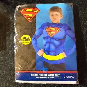 Superman Muscle Shirt W/ Belt- Costume- Size: Child Standard- New- RRR Halloween